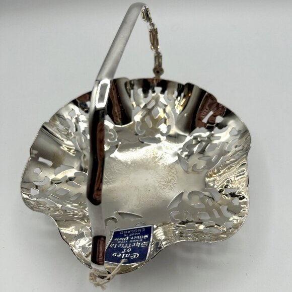Gales of Sheffield England Silverplate Pierced Basket Ruffled & Etched MCM - Picture 8 of 9
